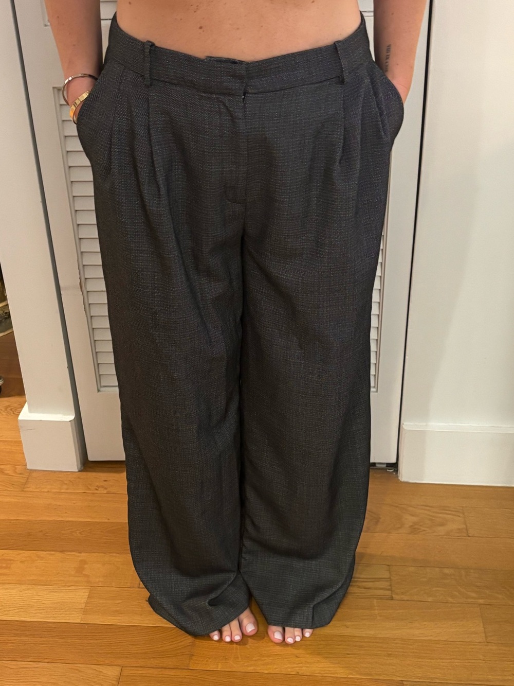 Zara Wide Leg Gray Trousers